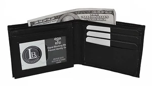 Genuine Leather Bifold Wallet Men's Black With Gift Box New - Bild 1 von 4