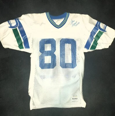 Steve Largent Seattle Seahawks Signed 95 HOF Sand Knit Practice Jersey w/JSA COA - Image 1 of 4