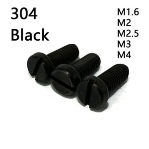 Black 304 Stainless Steel Slotted Cheese Head Screws M1.6 M2 M2.5 M3 M4 - Picture 1 of 12