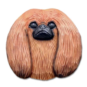 Pekingese Head Plaque Figurine Red - Picture 1 of 1