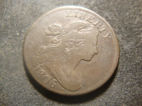 1806 F VF Detail Scrape Smooth Draped Bust Large Cent MTX Cover