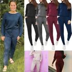 Womens Ladies Long Sleeve Plain Lounge Wear Set Casual Comfy Two Piece Tracksuit