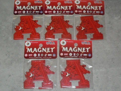 LOT of 5 ARKANSAS RAZORBACKS Vintage Tag Express RUBBER MAGNET Standings Board Cover