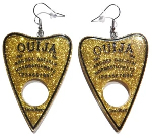 GLITTER PLANCHETTE EARRINGS Ouija board sparkle gothic occult magic witch 3H - Picture 1 of 23