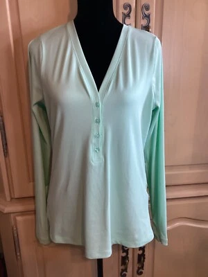 Blusa Jersey Athleta Verde Menta Cuello en V Talla L Foto 1 de 4