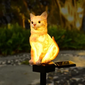 Garden Cat Decor Ornaments Outdoor Solar Light Lawn Decorations Cute Animal Stak - Picture 1 of 12