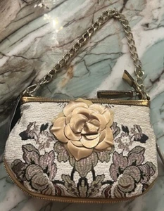 Sharif Embroidered Floral Purse Crossbody W/ Rosette Gold Chain Brand new - Picture 1 of 5