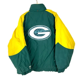 Chaqueta De Colección Green Bay Packers Logo 7 Grande Verde NFL Fútbol Cremallera Completa Años 90 - Imagen 1 de 10