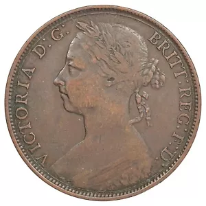 United Kingdom - 1 One Penny 1890 Victoria "Bun Head" Bronze KM.749 Coin - Picture 1 of 2