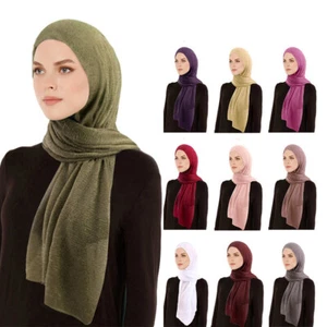 Muslim Long Scarf Islamic Women Chiffon Hijab Head Wrap Shawl Islamic Turban - Picture 1 of 28