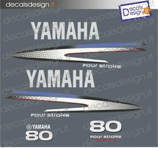 Adesivi calandra motore marino fuoribordo Yamaha 80 cv F80 gommone barca - Immagine 1 di 1