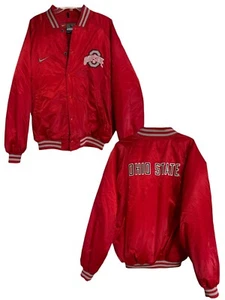Vintage Nike Ohio State Buckeyes Satin Bomber Jacket Full Snap Sz Large - Picture 1 of 14