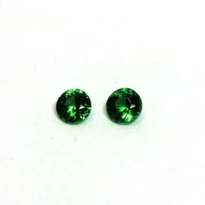 matched pair loose gemstones green Tsavorite garnet 0.39ctw 3.5mm round new - Image 1 of 4