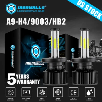 6-sides HB2 H4 9003 LED Headlight Kit Bulbs High Low Beam Super White 1500000LM - Image 1 of 4