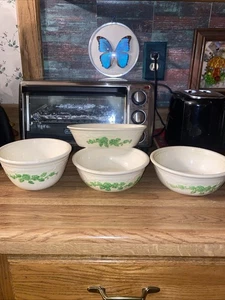 Vintage Homer Laughlin forno servizio ciotole crema verde rose fattoria rotondo e ovale 4 - Foto 1 di 8