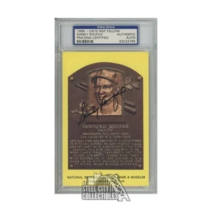 Sandy Koufax Autographed Los Angeles Dodgers Hall of Fame Postcard - PSA/DNA - Picture 1 of 1