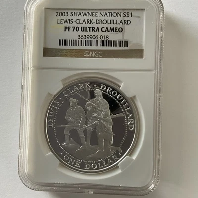 NGC 2003 SHAWNEE NATION S$1 LEWIS & CLARK-DROUILLARD PF 70 ULTRA CAMEO - Image 1 of 4