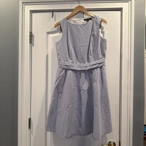 Brooks Brothers Blue and White Stripe Seersucker Cotton Dress Size 12P - Picture 1 of 9