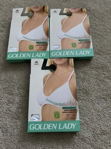 Neuer Golden Lady 3er-Pack extra bequemer BH ohne Bügel aus Baumwolle für Damen, UK-Größe 36B - Bild 1 von 13