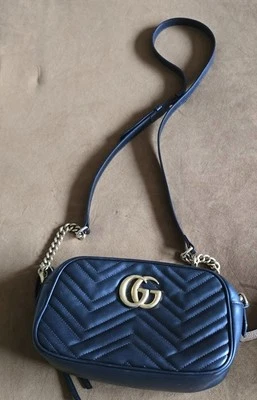 Gucci GG Marmont Quilted  Black Leather  Mini Shoulder Crossbody Bag - Image 1 of 3