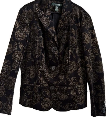 Blazer Ralph Lauren Paisley Terciopelo Chaqueta Clásica Para Mujer Talla 8 Foto 1 de 2