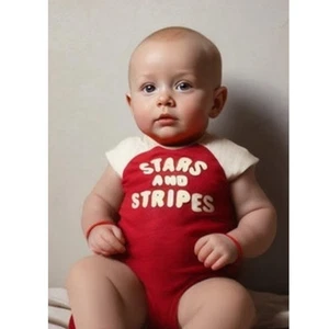 Gap Baby Stars Stripes Short Sleeve The Home Of The Brave Red White 100% Cotton - Picture 1 of 5