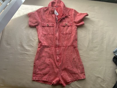 Mameluco vaquero corto rojo denim Cowoka para mujer talla S Foto 1 de 2