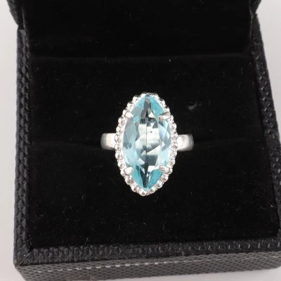 Blue Topaz Gemstone 925 Sterling Silver Ring Handmade Jewelry Ring Gift For - Image 1 of 3