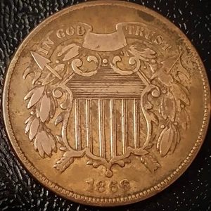 1866 Two Cent Piece - Fine - 2C - Picture 1 of 2