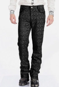 Pantalón Victoriano Negro Brocado Para Hombre Steampunk Hecho a Mano Gótico Vintage Pantalón - Imagen 1 de 2