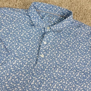 Polo Johnnie O Para Hombres 2XL Azul Blanco Rendimiento AOP Elastizado Manga Corta - Imagen 1 de 5