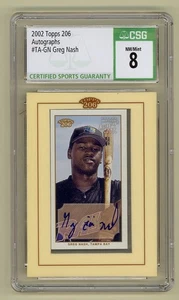 Greg Toe Nash 2002 Topps 206 Autograph TA-GN Tampa Bay CSG 8 Auto 10 RIP (6026) - Picture 1 of 2