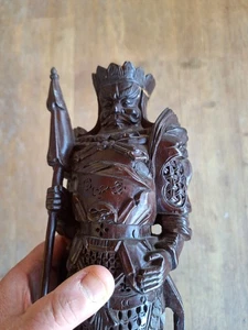 Antique Chinese Warrior Carved Wood  &  Rosewood Unusual - Picture 1 of 11