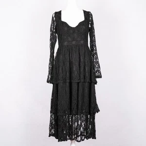 NSR Nordstrom Floral Black Lace Nikki Dress MEDIUM Witchy Whimsigoth Dark Fairy - Picture 1 of 10