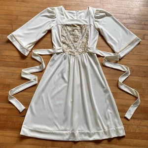 1970’s Flared Sleeve Mini Dress Vintage Hippie Boho Bohemian Peasant Velvet XS - Picture 1 of 4