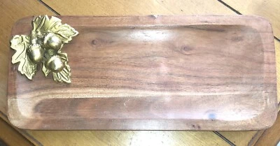 Bandeja para servir madera colección cosecha bellota y roble 11,5” x 5” utensilios de servir hoja de oro Foto 1 de 4