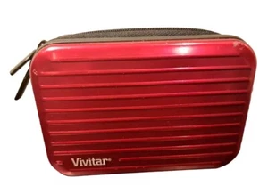 VIVITAR Aluminum Camera Case Hard Shell Red Protector Carbiner - Picture 1 of 4