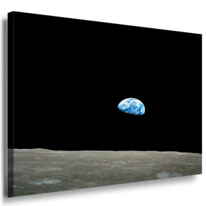 Mond Aussicht auf Erde Leinwandbild AK Art Bilder Mehrfarbig Kunstdruck Wandbild - Bild 1 von 2