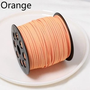 UK 100 Yards DIY Faux Suede Leather Jewelry Cord Flat Strap Velvet Lace Thread - Picture 1 of 12