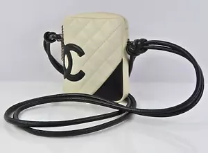 Auth CHANEL Off-White Cambon Line Quilted Leather Crossbody Bag #48838 - Picture 1 of 16