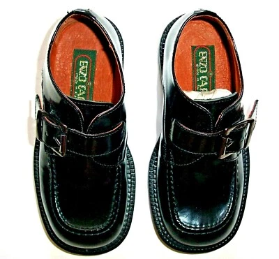BOYS ENZO CARISI ITALY BLACK PATENT LEATHER MONK STRAP DRESS SHOES SZ 12 1/2 NEW - Image 1 of 3