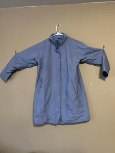 LL Bean Women's Lrg Periwinkle Blue mid-lenth Waterproof Raincoat Jacket *No Cap - Picture 1 of 9