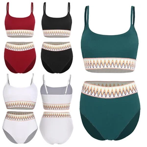 Women Swimsuit Bathing Bra And Briefs Triangle Vest With Bottoms Beach Bikini - Picture 1 of 30