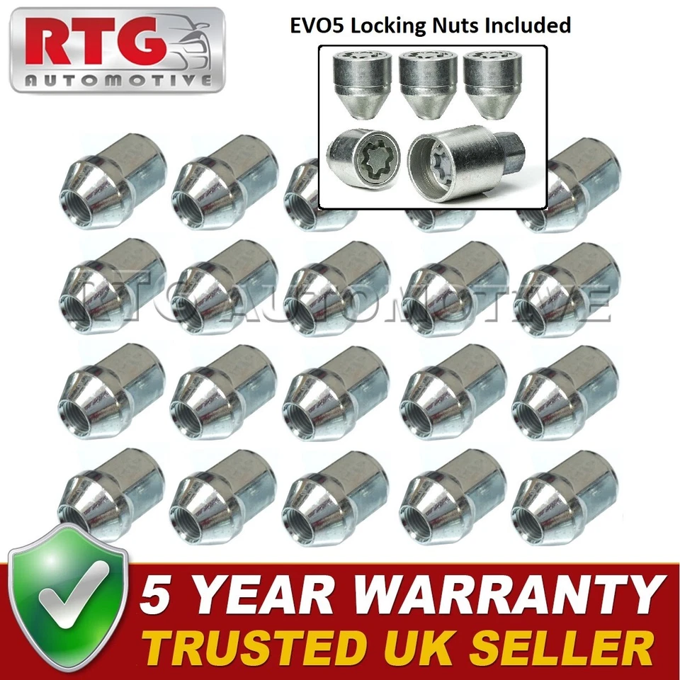 20 tuercas + 4 tuercas de bloqueo EVO5 para Nissan Pathfinder 2005 (ruedas de aleación) Foto 1 de 1