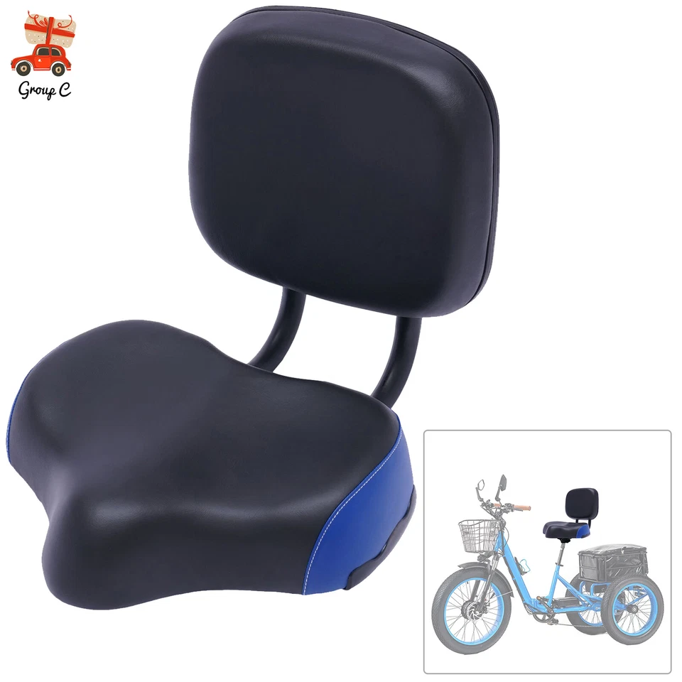 Asiento de bicicleta universal grande cómodo asiento de sillín ancho con respaldo cojín CALIENTE Foto 1 de 4