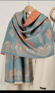 Elegante envoltura de bufanda con tacto de cachemir | Estampado vintage de cachemir | Azul claro suave | 70x - Imagen 1 de 1