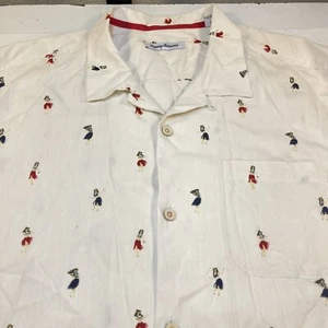 TOMMY BAHAMA 100% Silk Hula Girl All Over Print HAWAIIAN ALOHA SHIRT Sz Mens XL - Picture 1 of 6