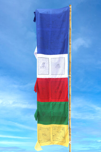 Banderas tibetanas de oración budista para exteriores, 50 unidades,  banderas de oración de satén con caballo de viento, 11 x 14 pulgadas