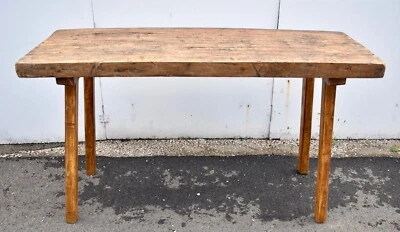 Mesa bloque carnicero banco cerdo roble vintage Foto 1 de 4
