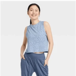 All in Motion XL Blue Chopped Active Tank Top Sleeveless Boxy Fit Racerback - Picture 1 of 10